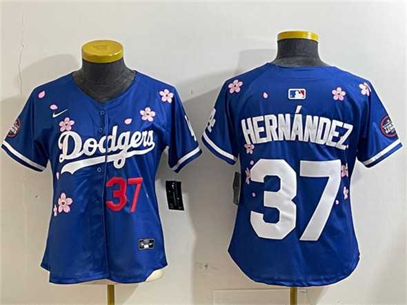 Women%27s Los Angeles Dodgers #37 Teoscar Hernandez Royal 2025 Tokyo Series Limited Stitched Jersey